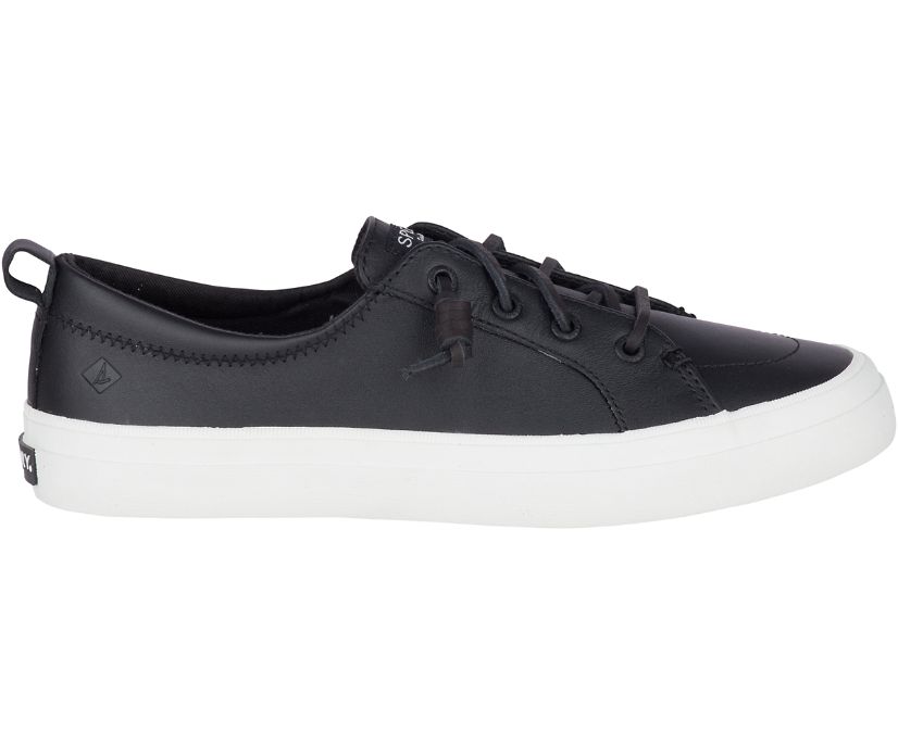 Sperry Crest Vibe Leather Sneakers - Women's Sneakers - Black [MG4653281] Sperry Top Sider Ireland